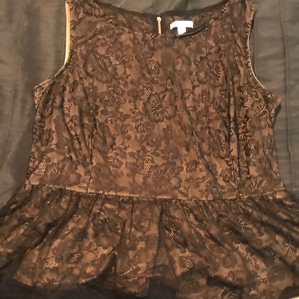 Lace overlay peplum top
